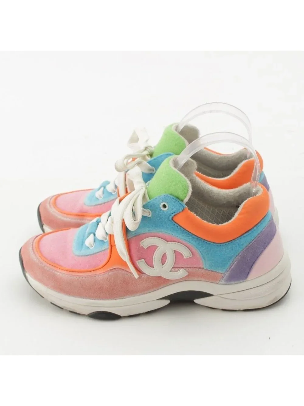 Chanel Suede CC Logo Sneakers Multicolor